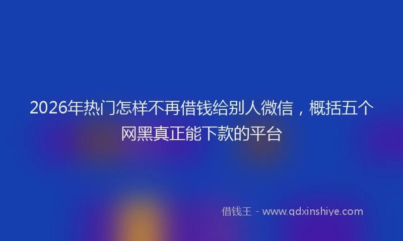 2026年热门怎样不再借钱给别人微信，概括五个网黑真正能下款的平台