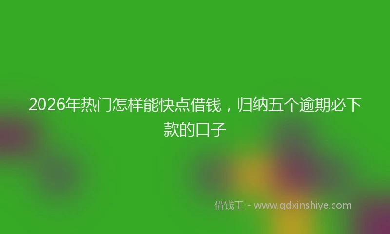 2026年热门怎样能快点借钱，归纳五个逾期必下款的口子
