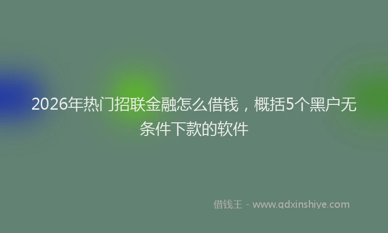 2026年热门招联金融怎么借钱，概括5个黑户无条件下款的软件