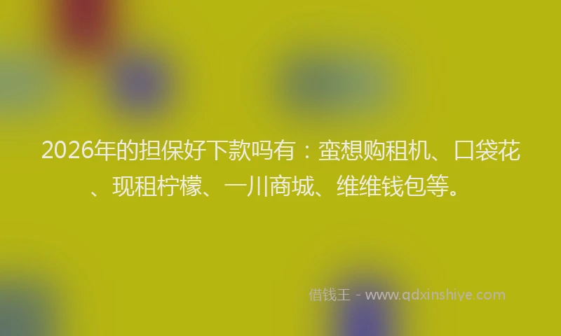 2026年的担保好下款吗有：蛮想购租机、口袋花、现租柠檬、一川商城、维维钱包等。