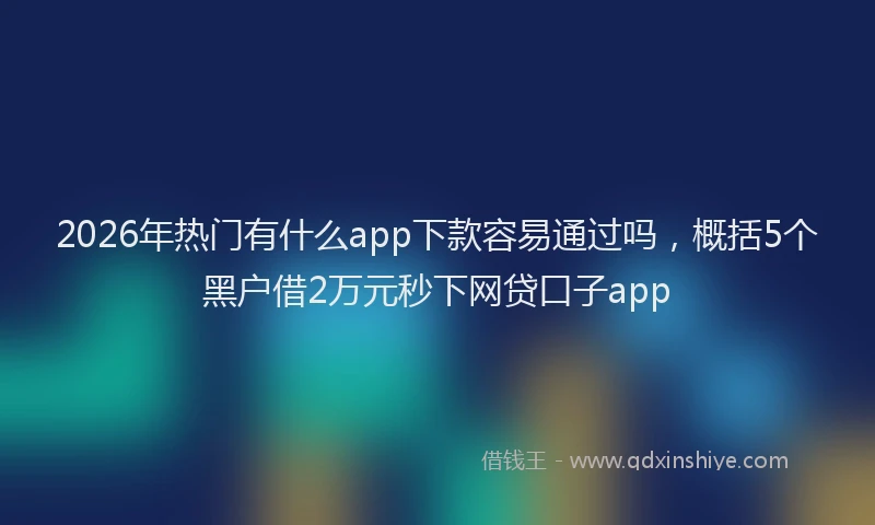 2026年热门有什么app下款容易通过吗，概括5个黑户借2万元秒下网贷口子app