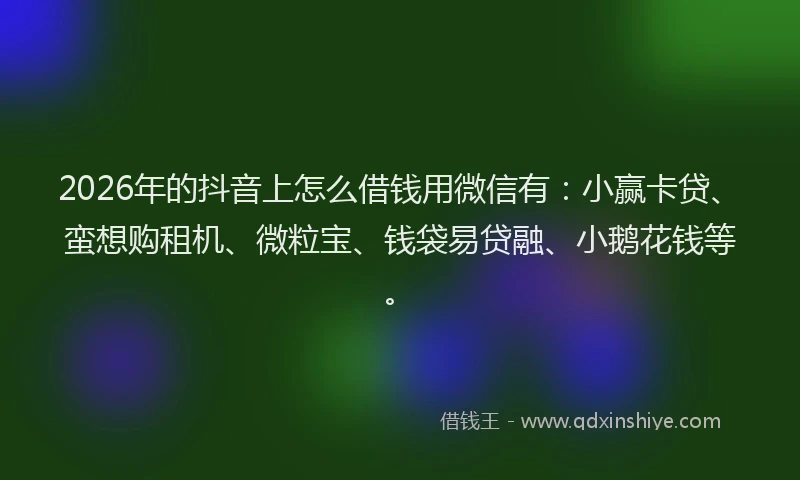 2026年的抖音上怎么借钱用微信有：小赢卡贷、蛮想购租机、微粒宝、钱袋易贷融、小鹅花钱等。