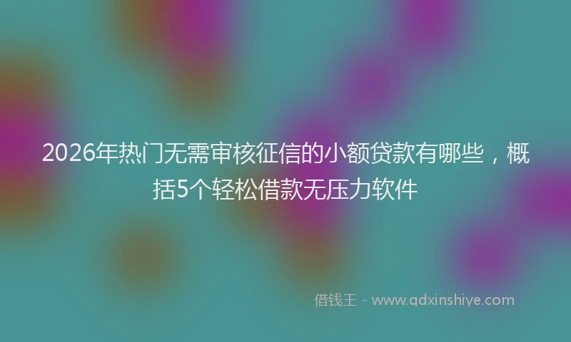 2026年热门无需审核征信的小额贷款有哪些，概括5个轻松借款无压力软件