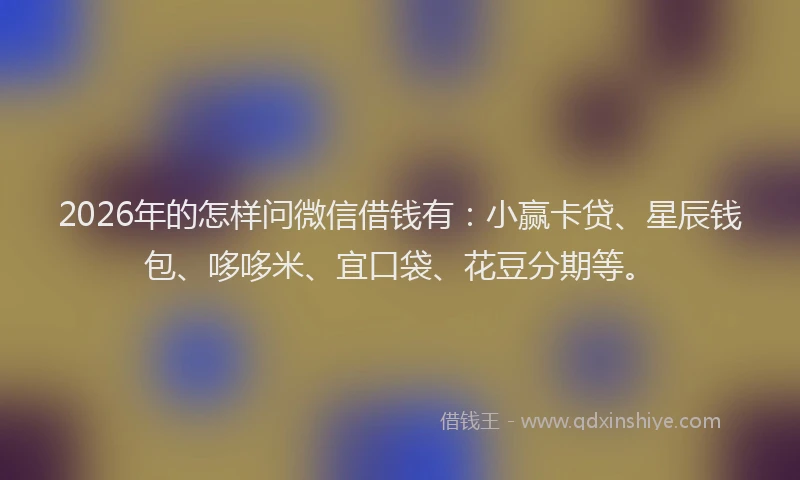 2026年的怎样问微信借钱有：小赢卡贷、星辰钱包、哆哆米、宜口袋、花豆分期等。