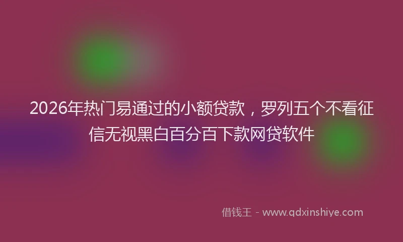 2026年热门易通过的小额贷款，罗列五个不看征信无视黑白百分百下款网贷软件