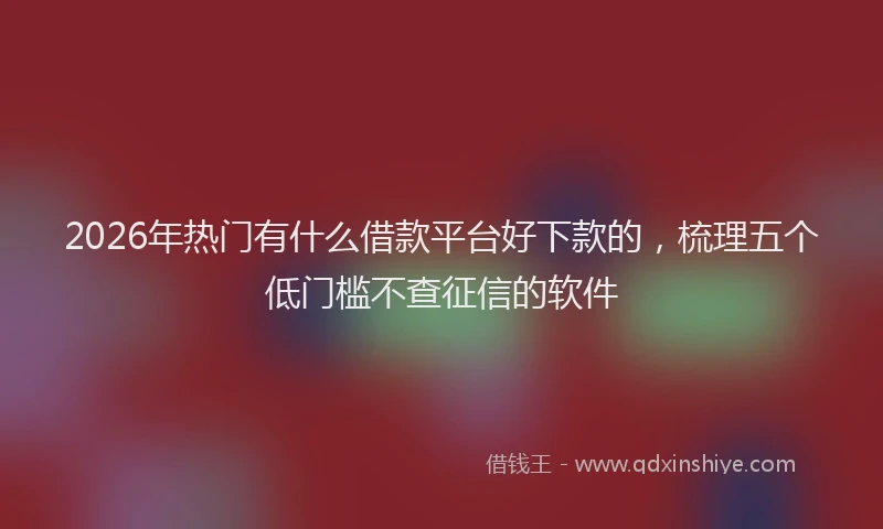 2026年热门有什么借款平台好下款的，梳理五个低门槛不查征信的软件