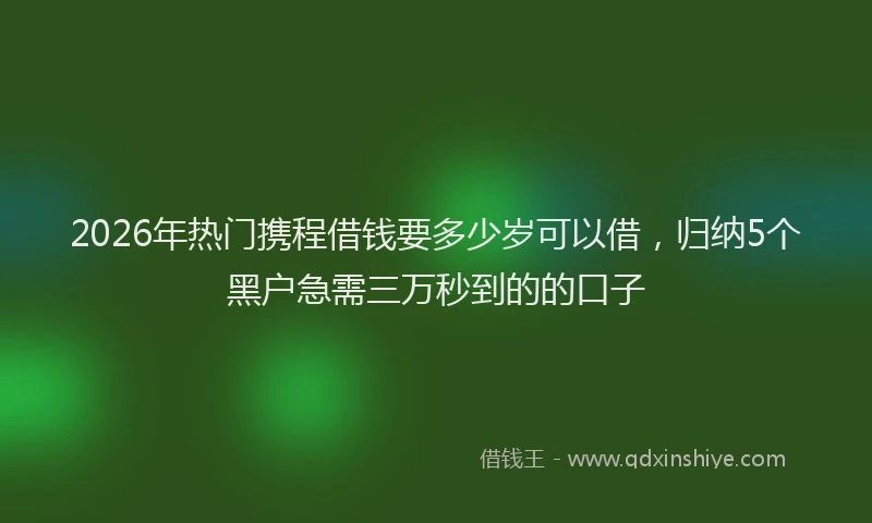 2026年热门携程借钱要多少岁可以借，归纳5个黑户急需三万秒到的的口子
