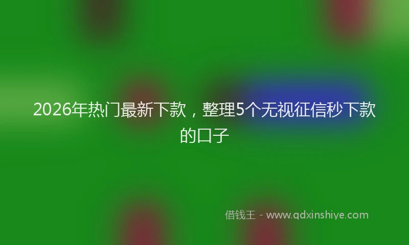 2026年热门最新下款，整理5个无视征信秒下款的口子