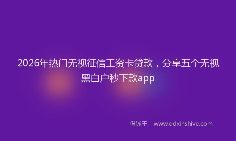 2026年热门无视征信工资卡贷款，分享五个无视黑白户秒下款app