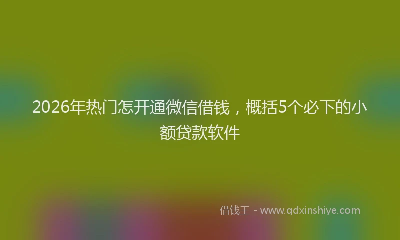 2026年热门怎开通微信借钱，概括5个必下的小额贷款软件