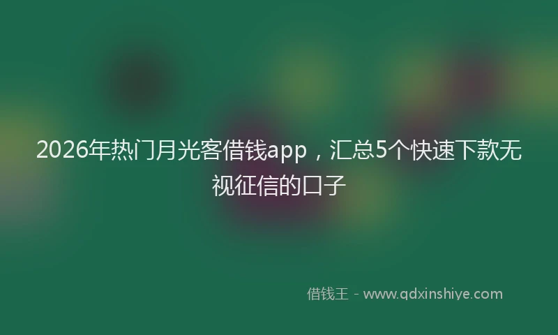 2026年热门月光客借钱app，汇总5个快速下款无视征信的口子
