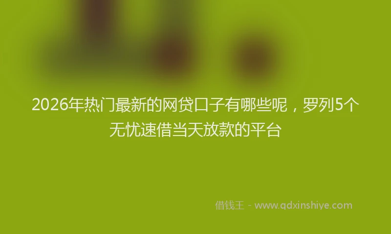 2026年热门最新的网贷口子有哪些呢，罗列5个无忧速借当天放款的平台
