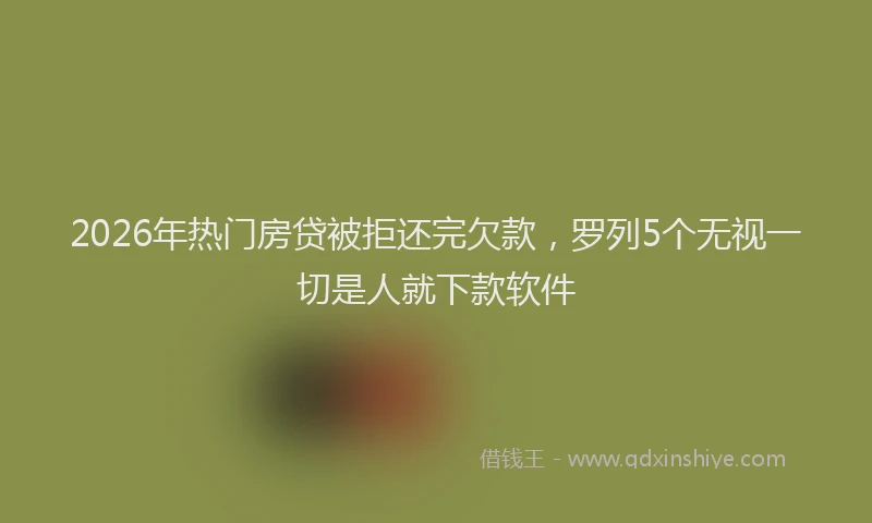 2026年热门房贷被拒还完欠款，罗列5个无视一切是人就下款软件