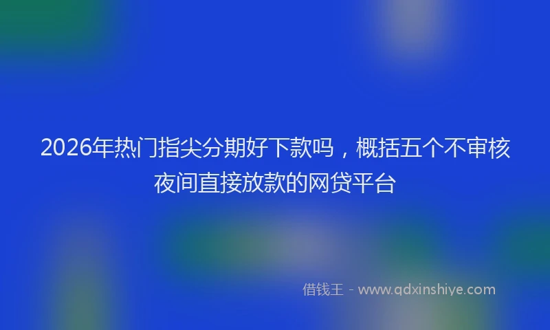 2026年热门指尖分期好下款吗，概括五个不审核夜间直接放款的网贷平台