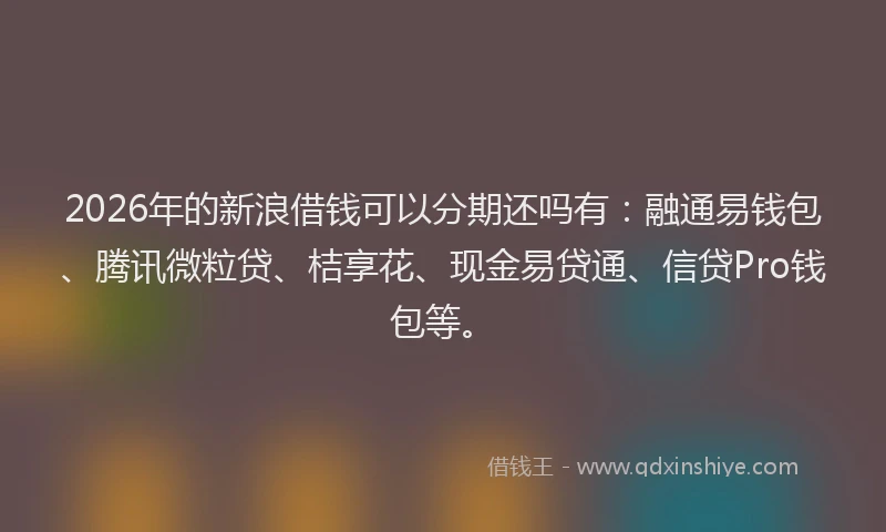 2026年的新浪借钱可以分期还吗有：融通易钱包、腾讯微粒贷、桔享花、现金易贷通、信贷Pro钱包等。