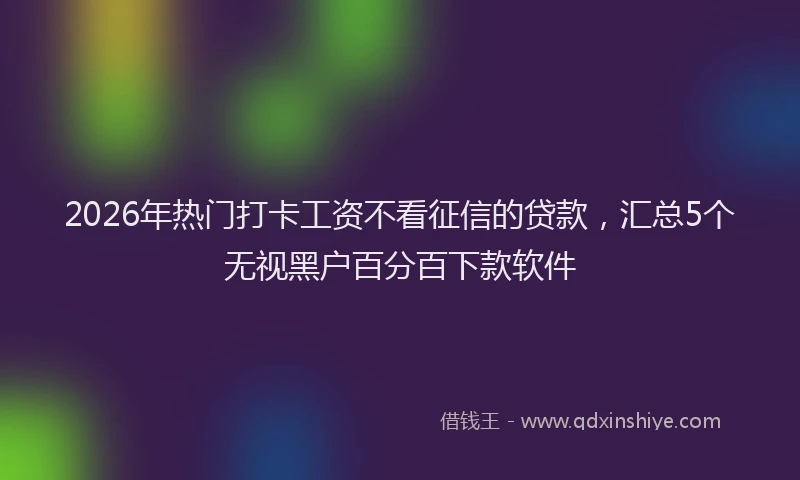 2026年热门打卡工资不看征信的贷款，汇总5个无视黑户百分百下款软件