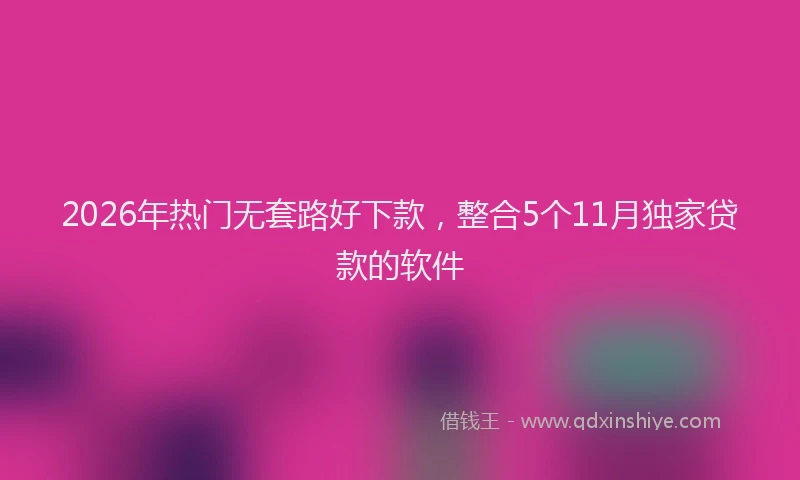 2026年热门无套路好下款，整合5个11月独家贷款的软件