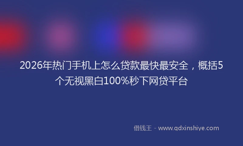 2026年热门手机上怎么贷款最快最安全，概括5个无视黑白100%秒下网贷平台