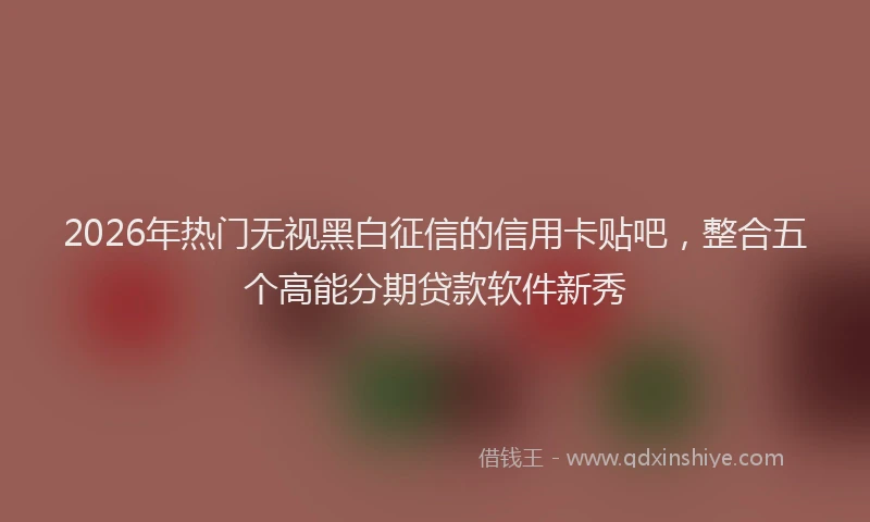 2026年热门无视黑白征信的信用卡贴吧，整合五个高能分期贷款软件新秀