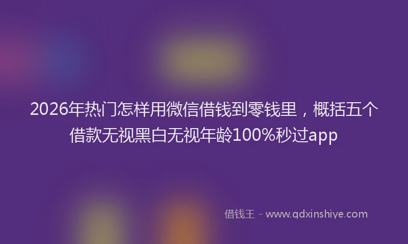 2026年热门怎样用微信借钱到零钱里，概括五个借款无视黑白无视年龄100%秒过app