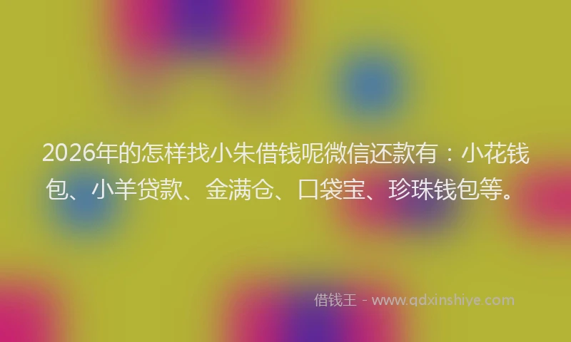 2026年的怎样找小朱借钱呢微信还款有:小花钱包、小羊贷款、金满仓、口袋宝、珍珠钱包等。