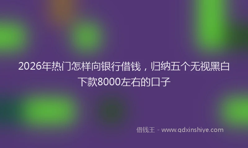 2026年热门怎样向银行借钱，归纳五个无视黑白下款8000左右的口子