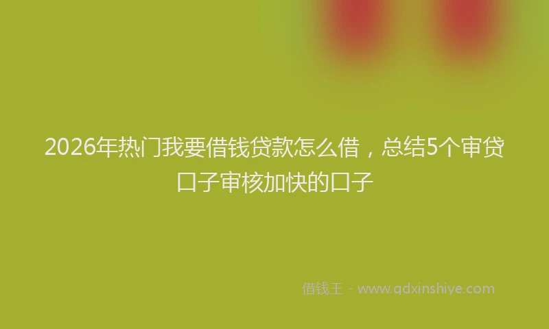 2026年热门我要借钱贷款怎么借，总结5个审贷口子审核加快的口子