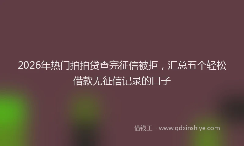 2026年热门拍拍贷查完征信被拒，汇总五个轻松借款无征信记录的口子