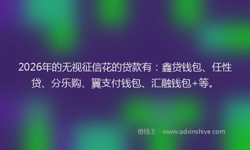 2026年的无视征信花的贷款有：鑫贷钱包、任性贷、分乐购、翼支付钱包、汇融钱包+等。