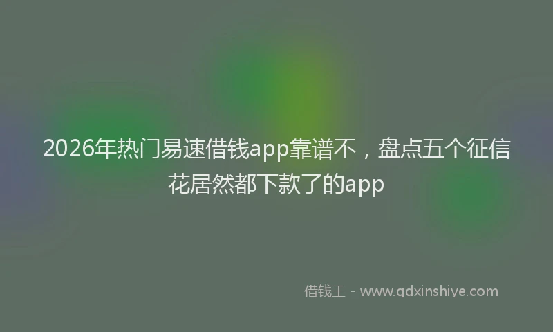 2026年热门易速借钱app靠谱不，盘点五个征信花居然都下款了的app