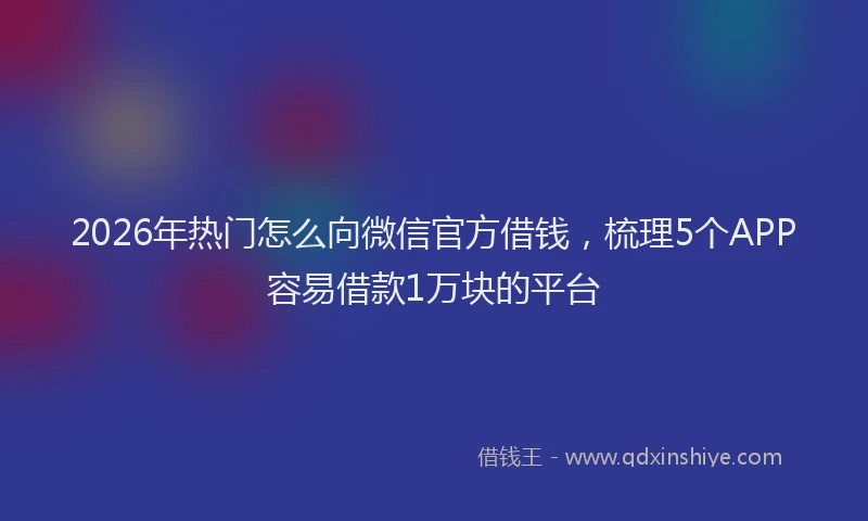2026年热门怎么向微信官方借钱，梳理5个APP容易借款1万块的平台