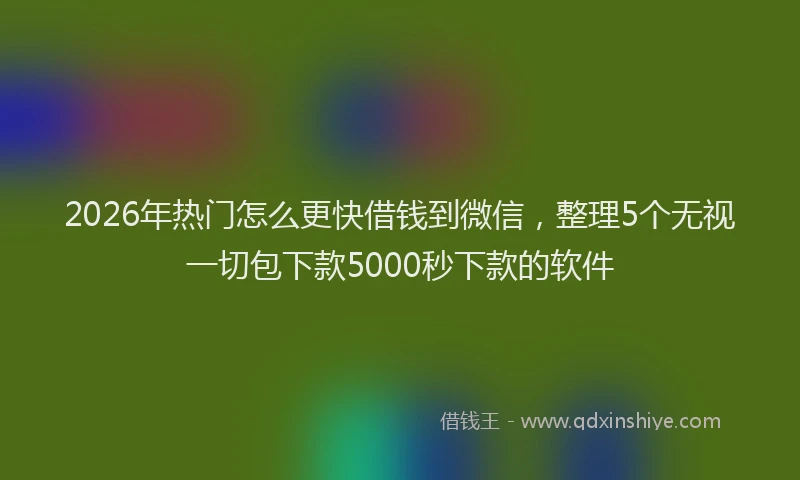 2026年热门怎么更快借钱到微信，整理5个无视一切包下款5000秒下款的软件