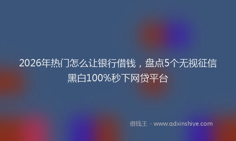 2026年热门怎么让银行借钱，盘点5个无视征信黑白100%秒下网贷平台