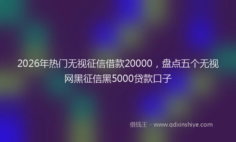 2026年热门无视征信借款20000，盘点五个无视网黑征信黑5000贷款口子