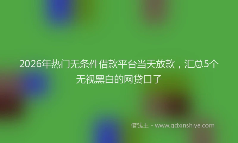 2026年热门无条件借款平台当天放款，汇总5个无视黑白的网贷口子