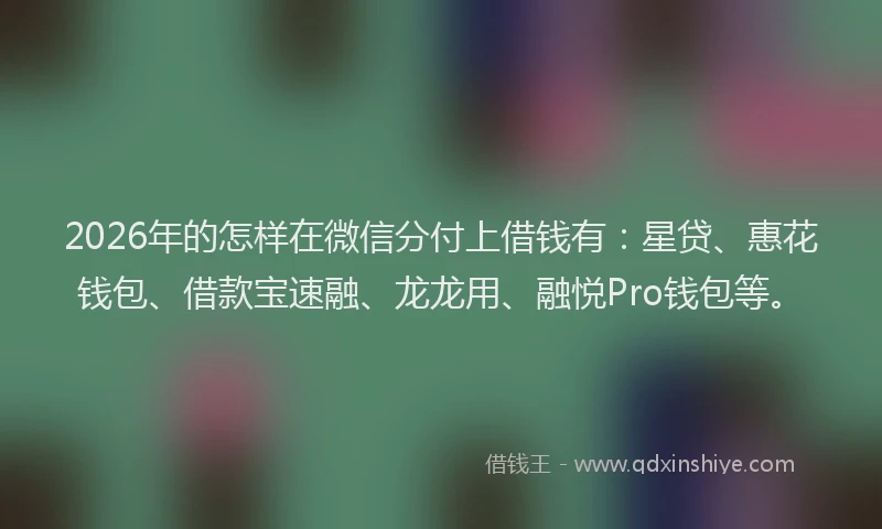 2026年的怎样在微信分付上借钱有:星贷、惠花钱包、借款宝速融、龙龙用、融悦Pro钱包等。