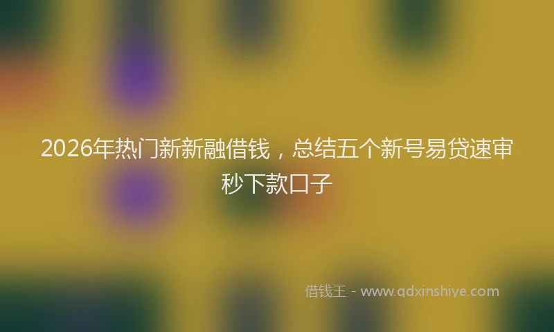 2026年热门新新融借钱，总结五个新号易贷速审秒下款口子