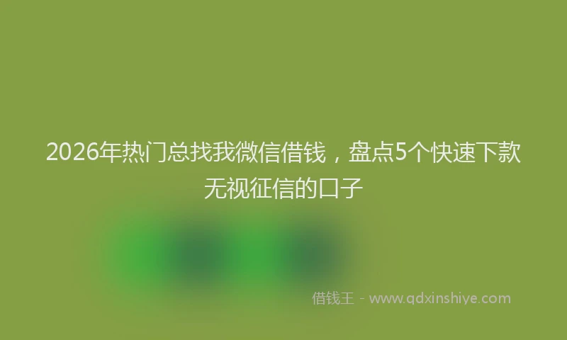 2026年热门总找我微信借钱，盘点5个快速下款无视征信的口子