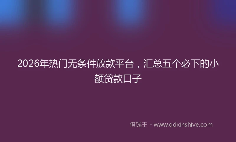 2026年热门无条件放款平台，汇总五个必下的小额贷款口子