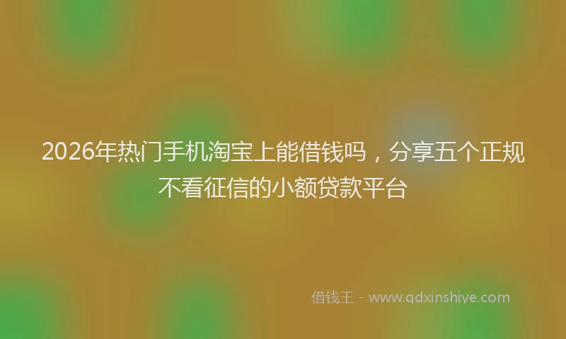 2026年热门手机淘宝上能借钱吗，分享五个正规不看征信的小额贷款平台