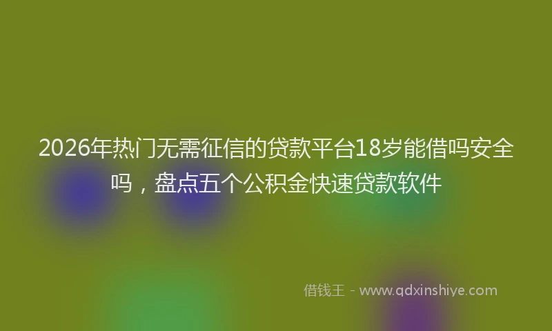 2026年热门无需征信的贷款平台18岁能借吗安全吗，盘点五个公积金快速贷款软件