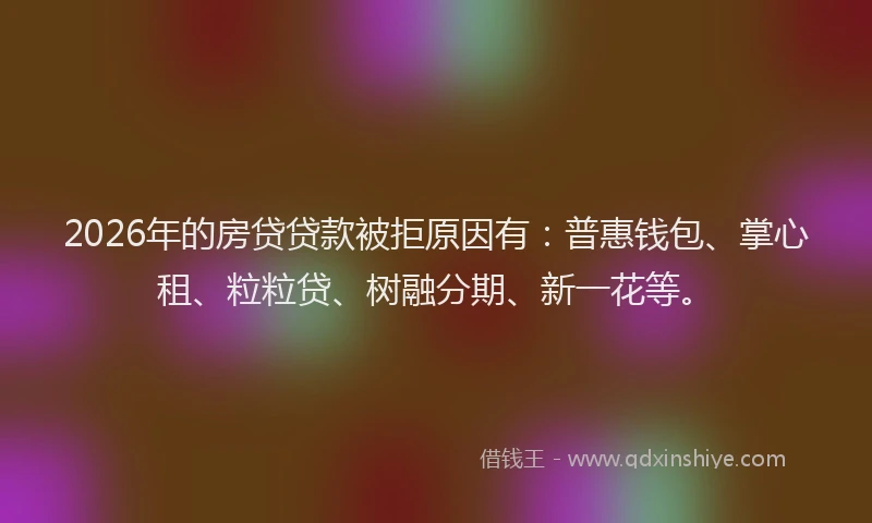 2026年的房贷贷款被拒原因有：普惠钱包、掌心租、粒粒贷、树融分期、新一花等。