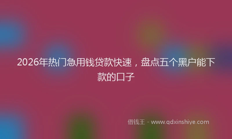 2026年热门急用钱贷款快速，盘点五个黑户能下款的口子
