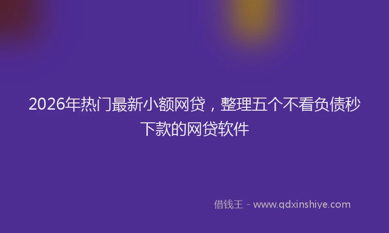 2026年热门最新小额网贷，整理五个不看负债秒下款的网贷软件