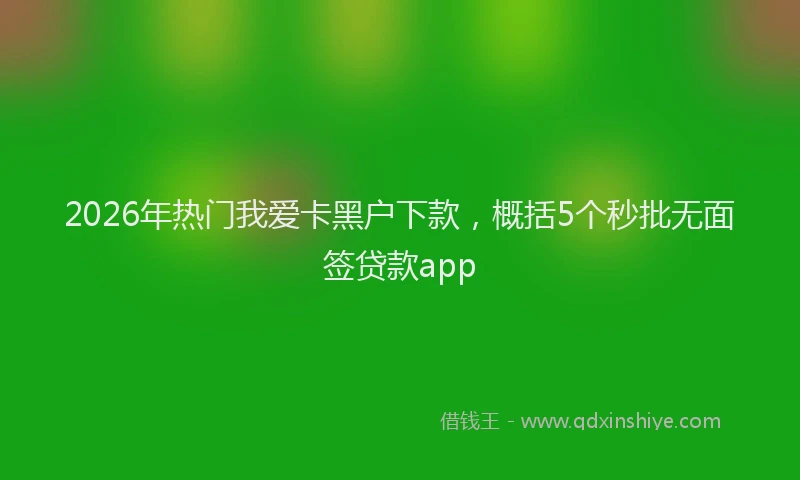 2026年热门我爱卡黑户下款，概括5个秒批无面签贷款app