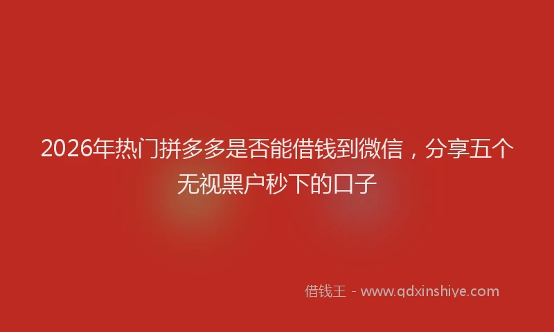 2026年热门拼多多是否能借钱到微信，分享五个无视黑户秒下的口子