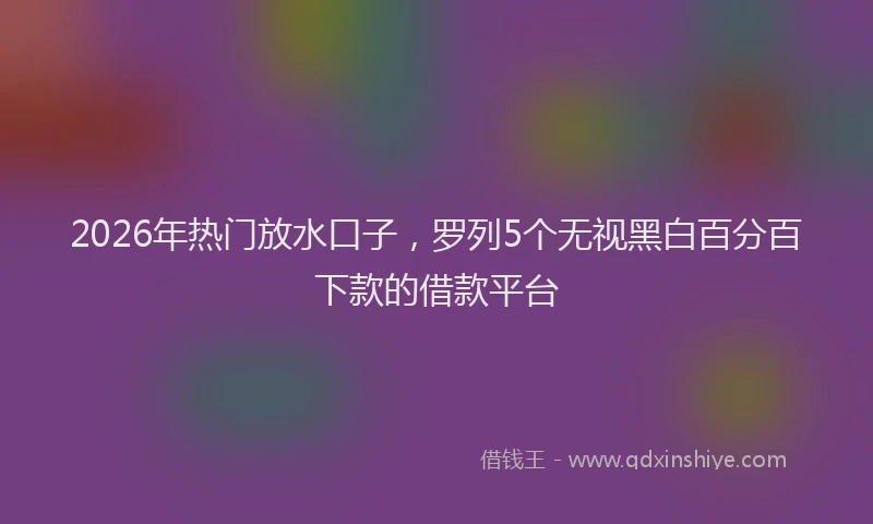 2026年热门放水口子，罗列5个无视黑白百分百下款的借款平台