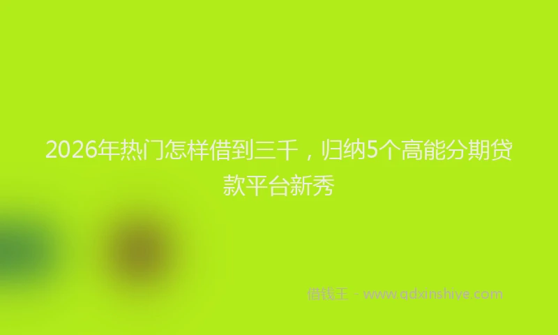 2026年热门怎样借到三千，归纳5个高能分期贷款平台新秀