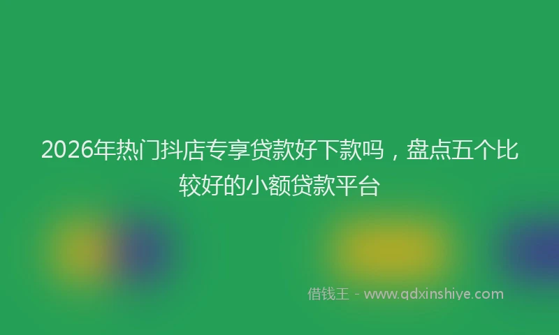 2026年热门抖店专享贷款好下款吗，盘点五个比较好的小额贷款平台