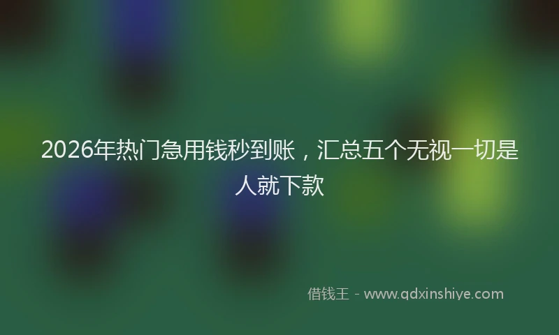 2026年热门急用钱秒到账，汇总五个无视一切是人就下款